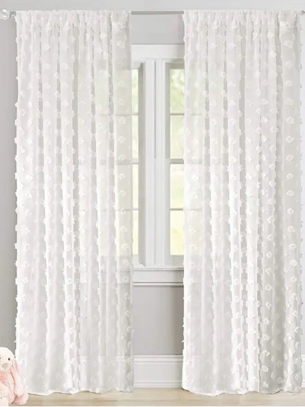 DriftAway Olivia White Voile Chiffon Sheer Window Curtain Panel Pair 52”x96” NEW